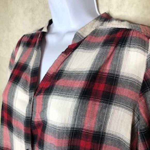 WALLPAPHER Light Flannel Shirt Lace Hem Sz L - Picture 3 of 7